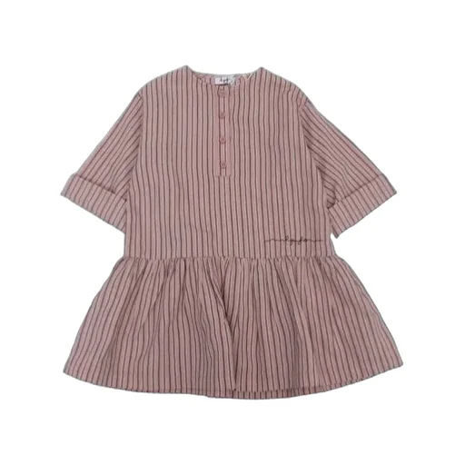 Il Gufo Logo Embroidered Striped Dress