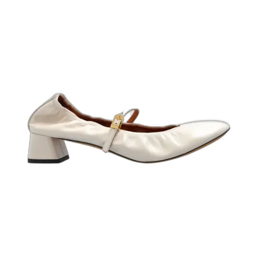 Lanvin Wedge-Heel Buckle-Strap Ballerinas