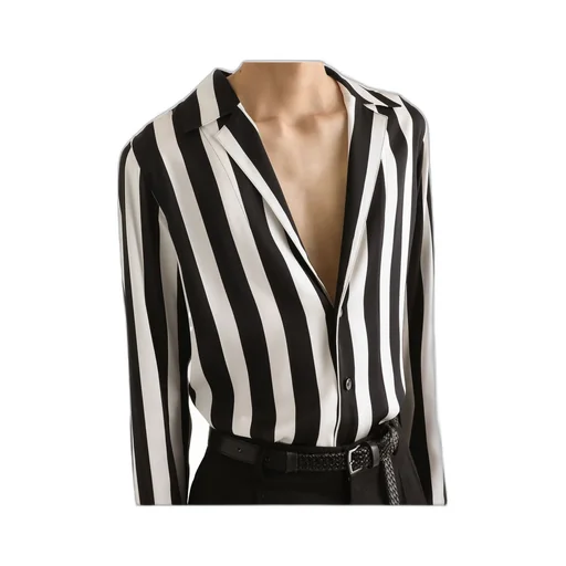 Dolce & Gabbana Long-Sleeved V-Neck Striped Shirt