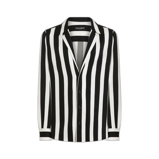 Dolce & Gabbana Long-Sleeved V-Neck Striped Shirt
