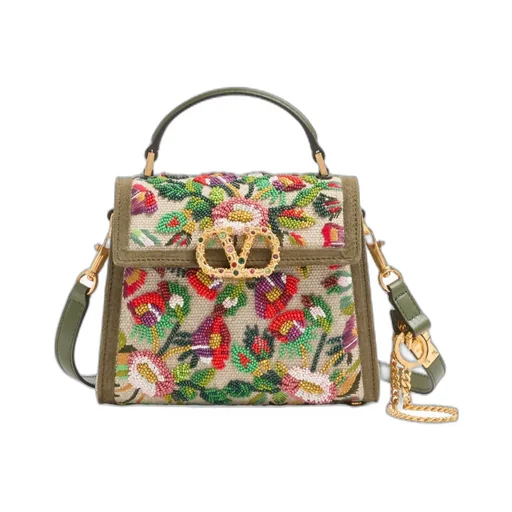 Valentino Garavani Mini Vsling Embroidered Handbag With Jewel Logo