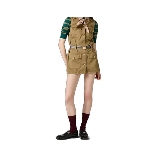 Miu Miu Garment-Dyed Belted Mini Dress