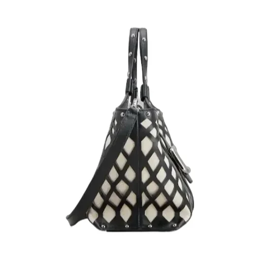 Viv' Choc Mini Shopping Bag In Leather And Fabric