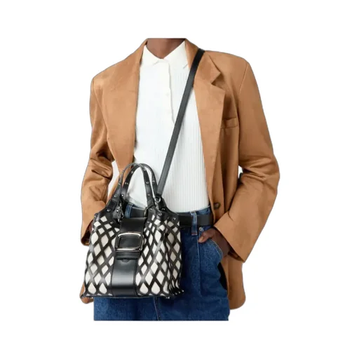 Viv' Choc Mini Shopping Bag In Leather And Fabric
