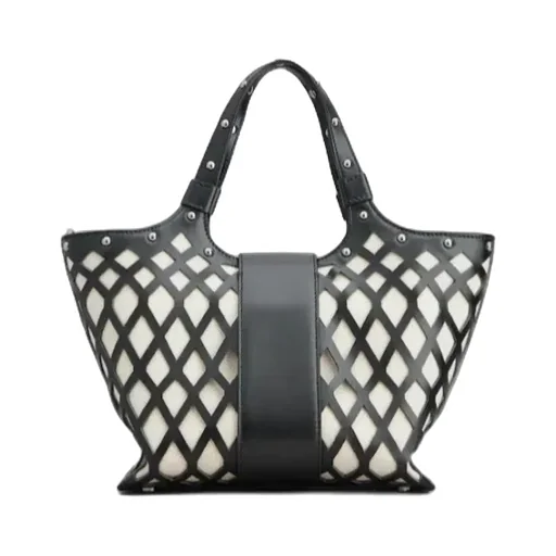 Viv' Choc Mini Shopping Bag In Leather And Fabric
