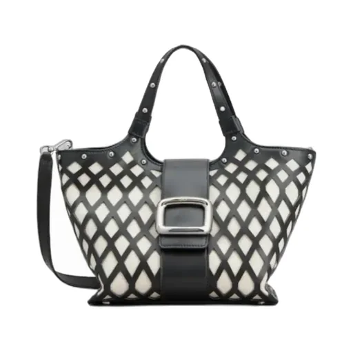 Viv' Choc Mini Shopping Bag In Leather And Fabric