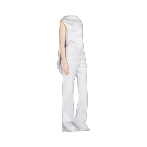 Satin-Finish Tailored Trousers