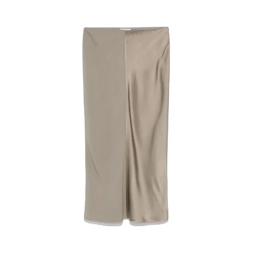 Ami Satin Unlined Midi Skirt