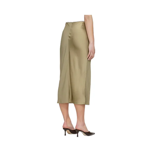 Ami Satin Unlined Midi Skirt