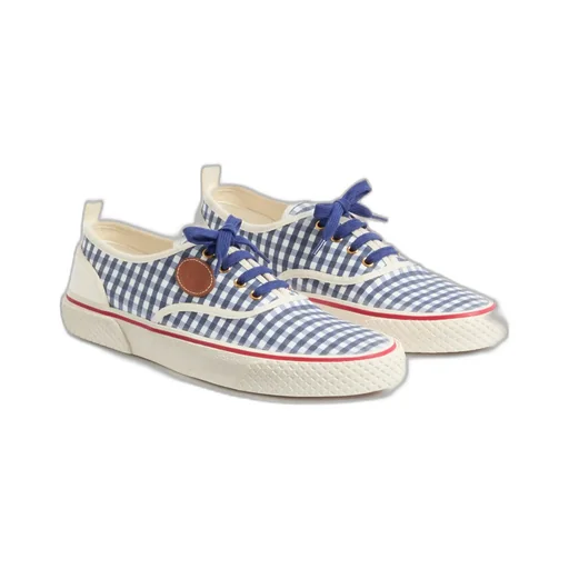 Valentino Gingham-Checked Lace-Up Sneakers