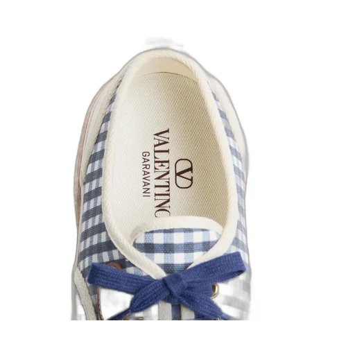 Valentino Gingham-Checked Lace-Up Sneakers