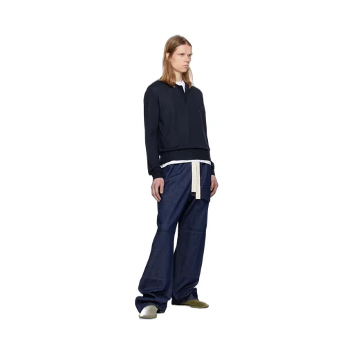 Ami Fine-Knit Long Sleeved Polo Shirt