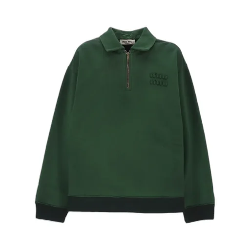 Miu Miu Long-Sleeved Oversized Polo Shirt