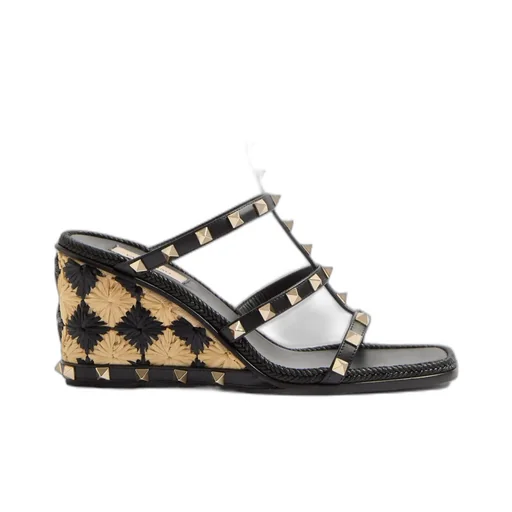 Valentino	Garavani Rockstud Open Toe Wedge Sandals