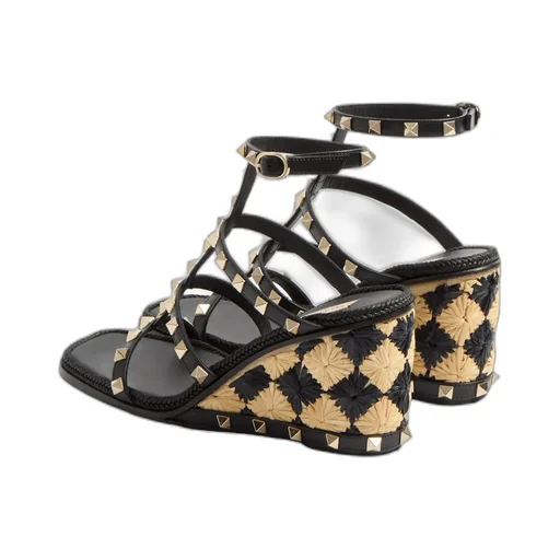 Valentino	Garavani Rockstud Open Toe Wedge Sandals