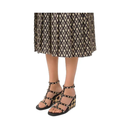 Valentino	Garavani Rockstud Open Toe Wedge Sandals