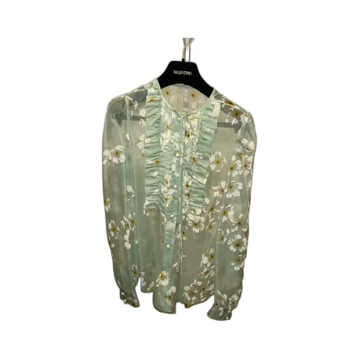 Ruffled Floral-Print Shirt