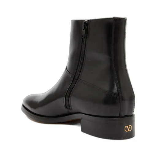 Valentino Vlogo Plaque Almond Toe Ankle Boots