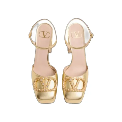 Valentino	Vlogo Signature Embellished Square Toe Pumps