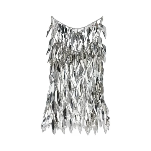 Paco Rabanne Chainmail 3D Leaf Scoop-Neck Top