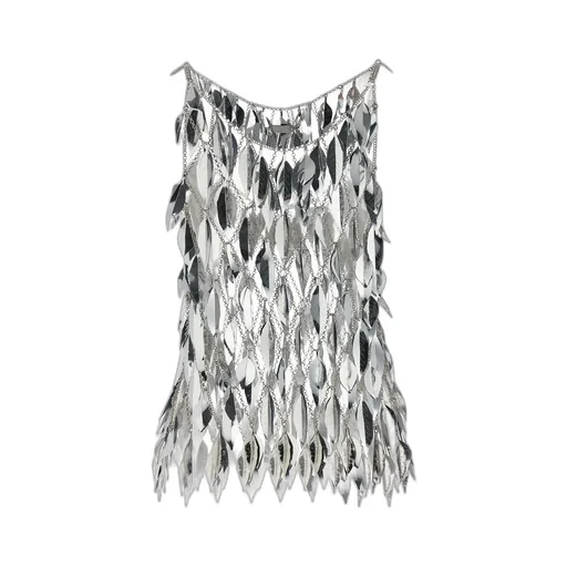 Paco Rabanne Chainmail 3D Leaf Scoop-Neck Top