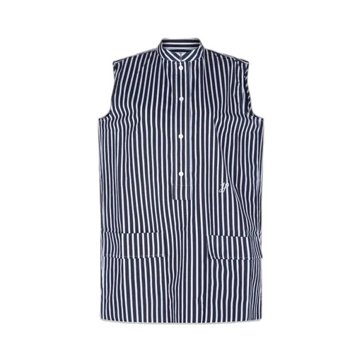 Patou Striped Collared Sleeveless Mini Dress