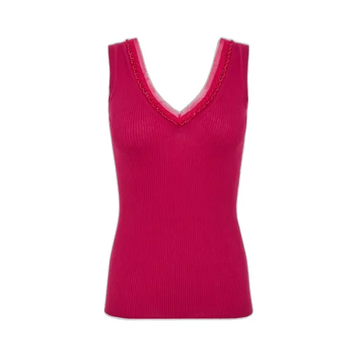 P.A.R.O.S.H. Embellished V-Neck Ribbed Tank Top