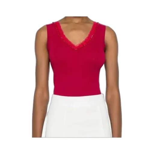 P.A.R.O.S.H. Embellished V-Neck Ribbed Tank Top
