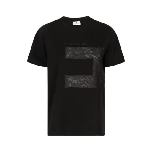Elisabetta Franchi Macro Logo Voile Jersey T-Shirt