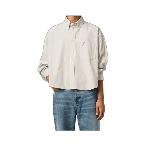 Ami Paris Ami De Coeur Striped Long-Sleeved Shirt