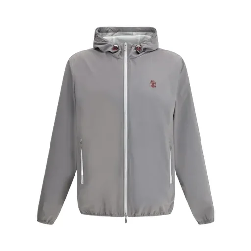 Brunello Cucinelli Logo Embroidered Zip-Up Hooded Jacket