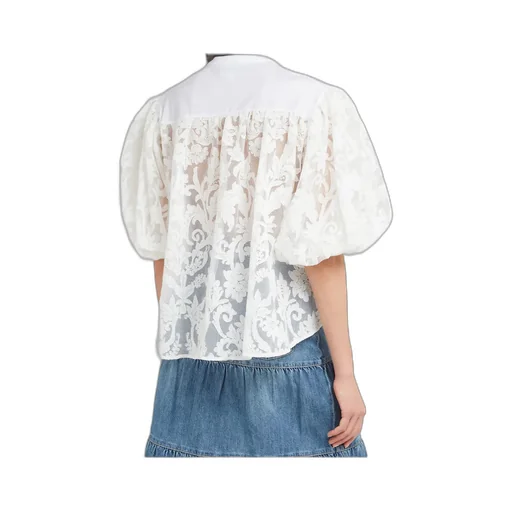 Giambattista Valli Lace Puff Sleeve Top