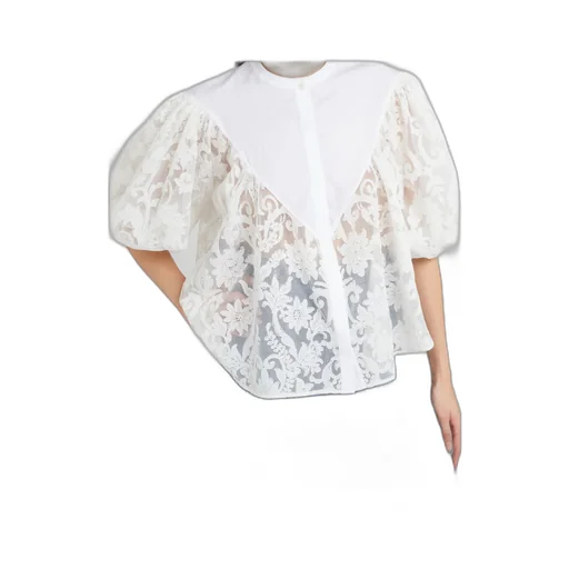 Giambattista Valli Lace Puff Sleeve Top