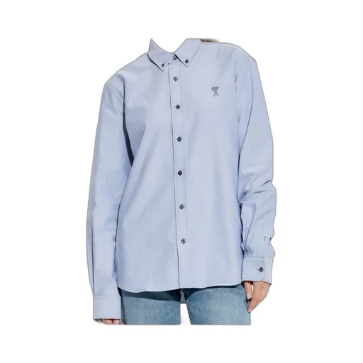Ami Paris Ami De Coeur Logo Embroidered Shirt