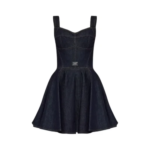 Dolce & Gabbana Logo Plaque Sleeveless Denim Dress