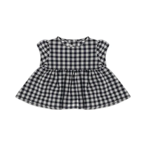 Il Gufo Gingham Seersucker Top