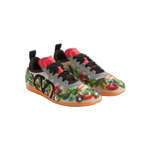 Valentino Chromathon Embroidered Lace-Up Sneakers