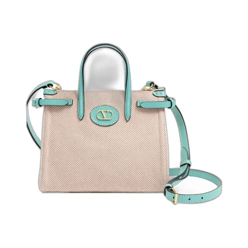 Valentino Vlogo Plaque Mini-Check Top Handle Bag