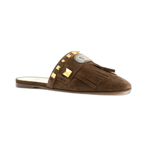 Valentino Garavani Rockstud Fringed Detailed Mules