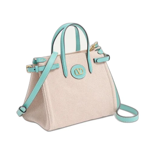 Valentino Vlogo Plaque Mini-Check Top Handle Bag
