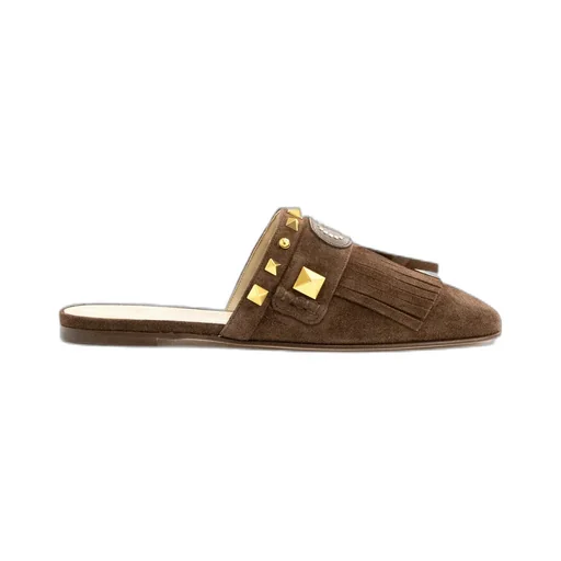 Valentino Garavani Rockstud Fringed Detailed Mules