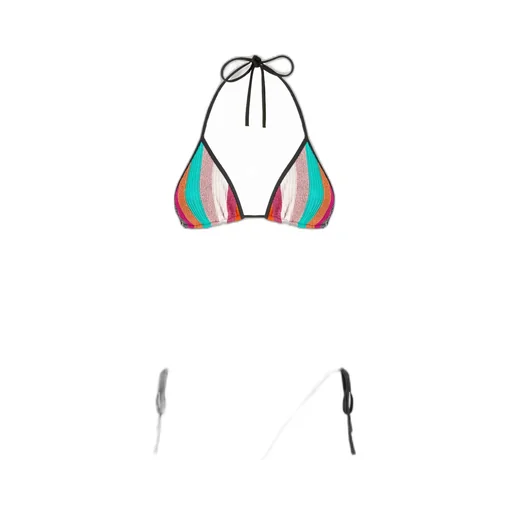 Missoni Lamé Striped Ribbed Knit Triangle Bikini