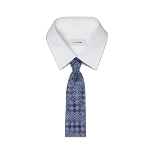 Square Gancini Print Silk Tie