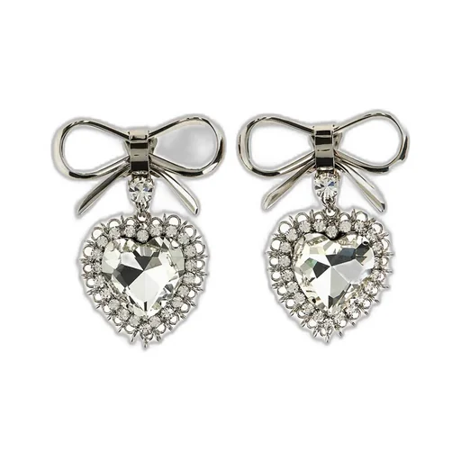 Alessandra Rich Pendant Heart Bow Earrings