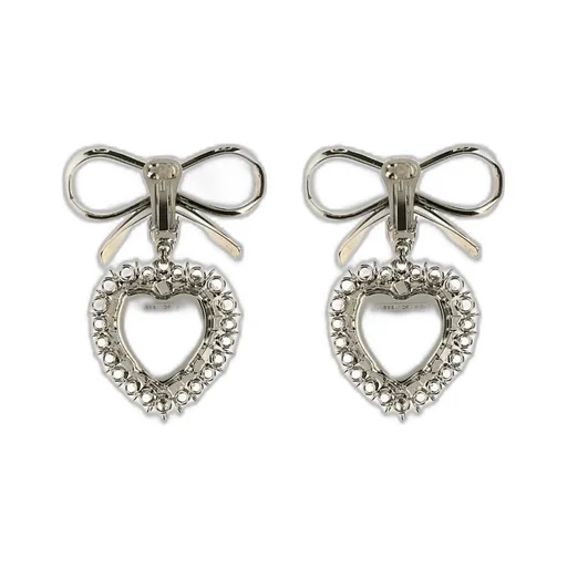 Alessandra Rich Pendant Heart Bow Earrings