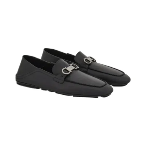 Gancini-Plaque Leather Loafers