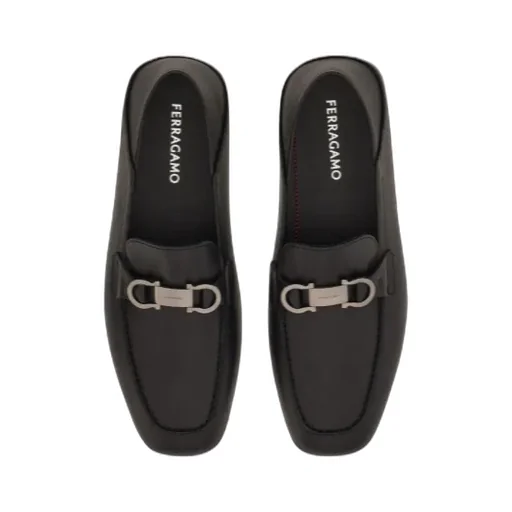 Gancini-Plaque Leather Loafers
