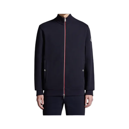 Tricolor-Trimmed Cotton Zip-Up Sweatshirt