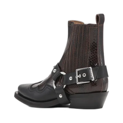 Dark Burgundy Low Cut Western Chelsea Boots