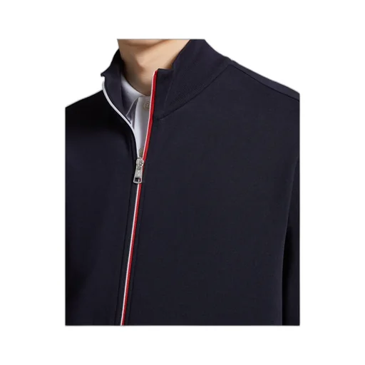 Tricolor-Trimmed Cotton Zip-Up Sweatshirt